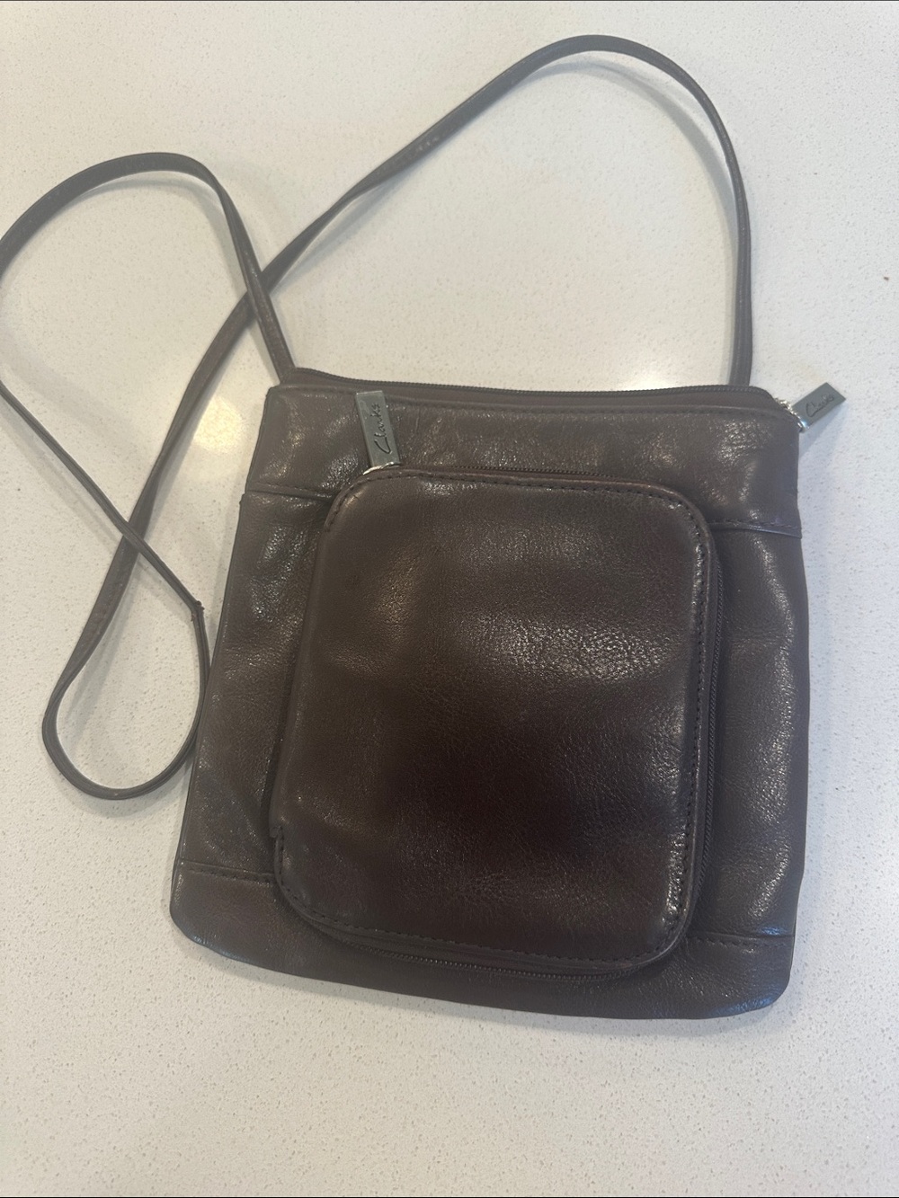 Clark Brown Leather Crossbody Bag